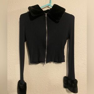 Crop fur jacket